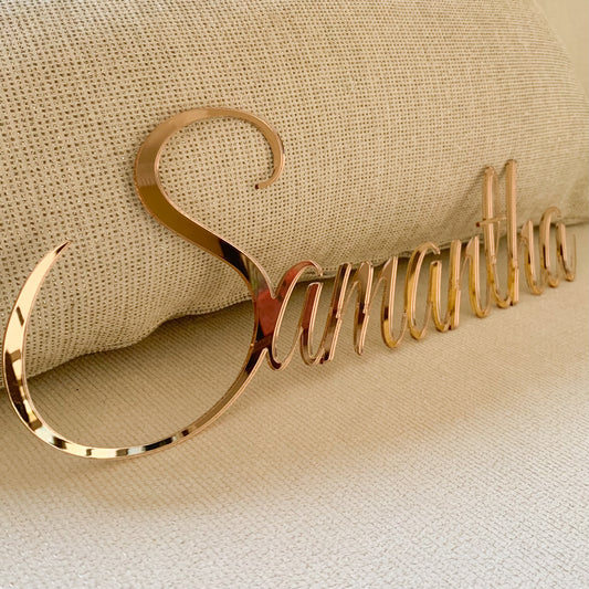 Rose gold mirror acrylic name plaque