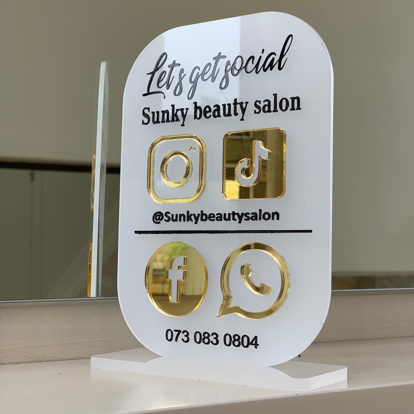 Acrylic social media business sign