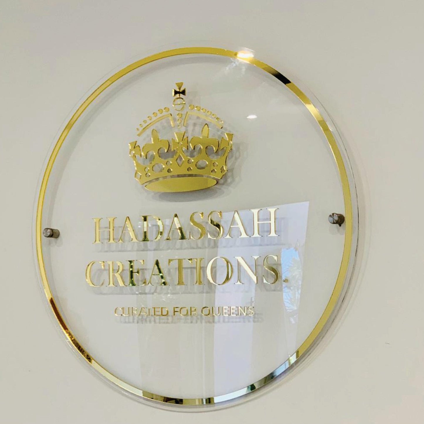 Acrylic layered business sign.