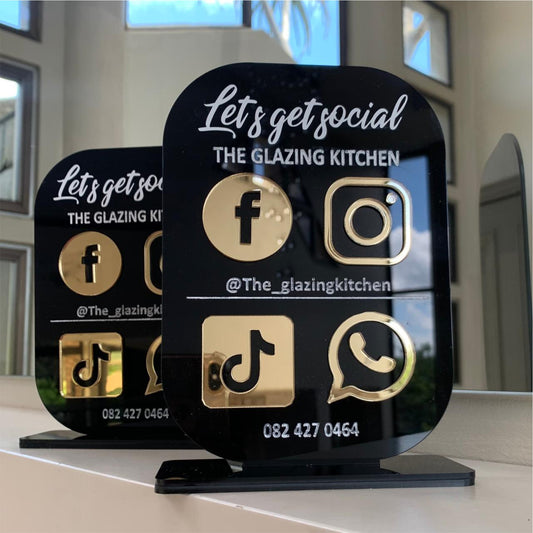 Social Media Sign – No QR Codes Needed, Custom Acrylic Display