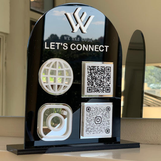 Layered Acrylic Social Media Sign – Stylish & Customizable Branding