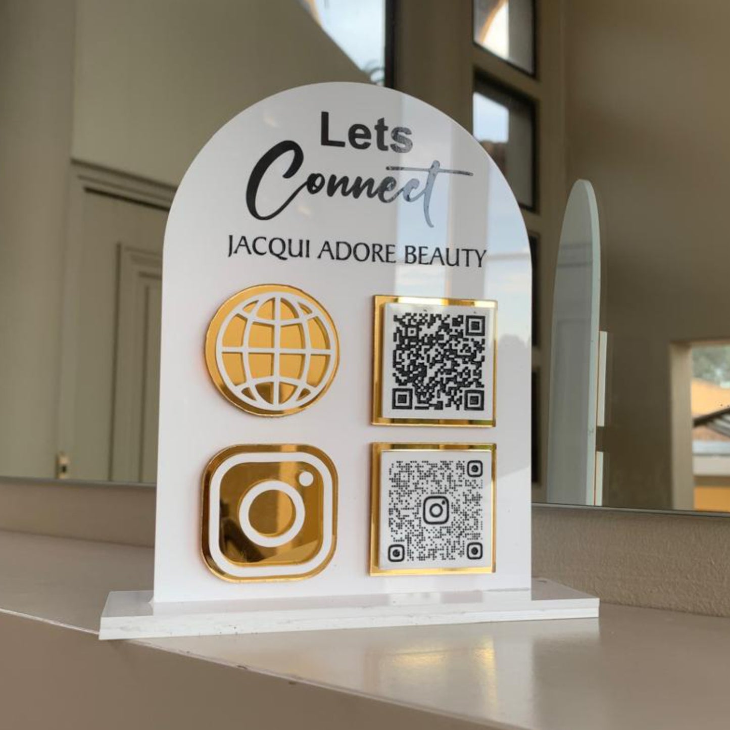 Layered Acrylic Social Media Sign – Stylish & Customizable Branding