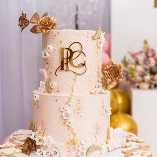 Gold mirror initial charm