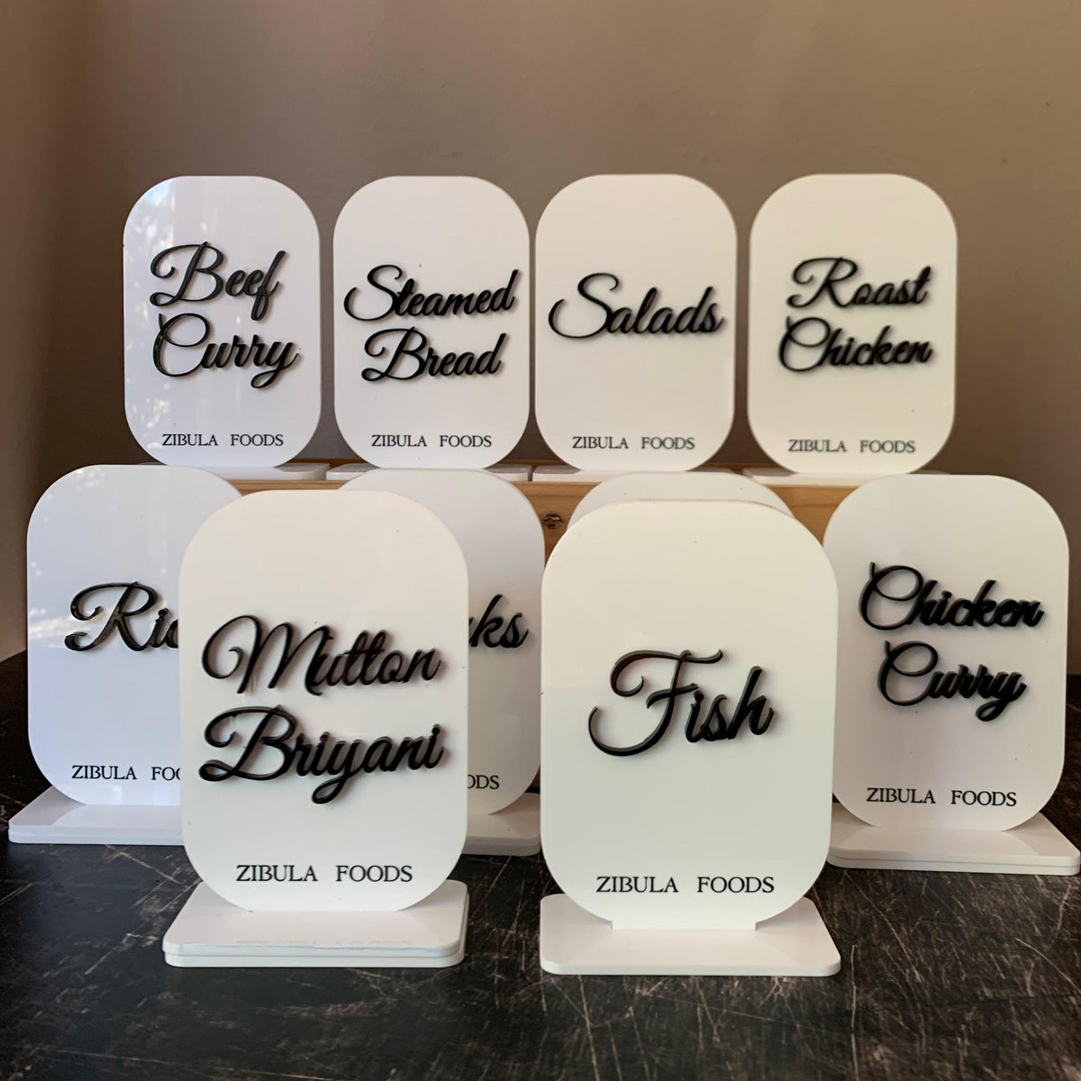 Catering Menu Acrylic Stands - Set of 10