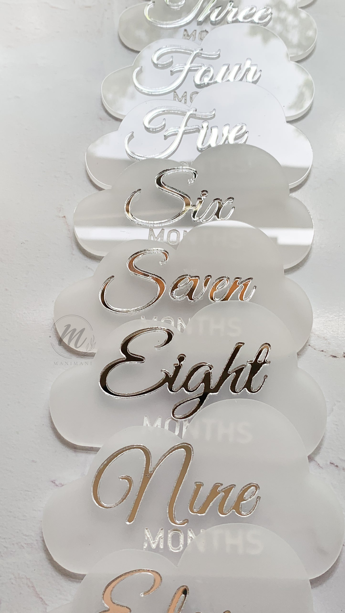 Baby Milestone Disks – Cream & Bronze Acrylic (Set of 12)