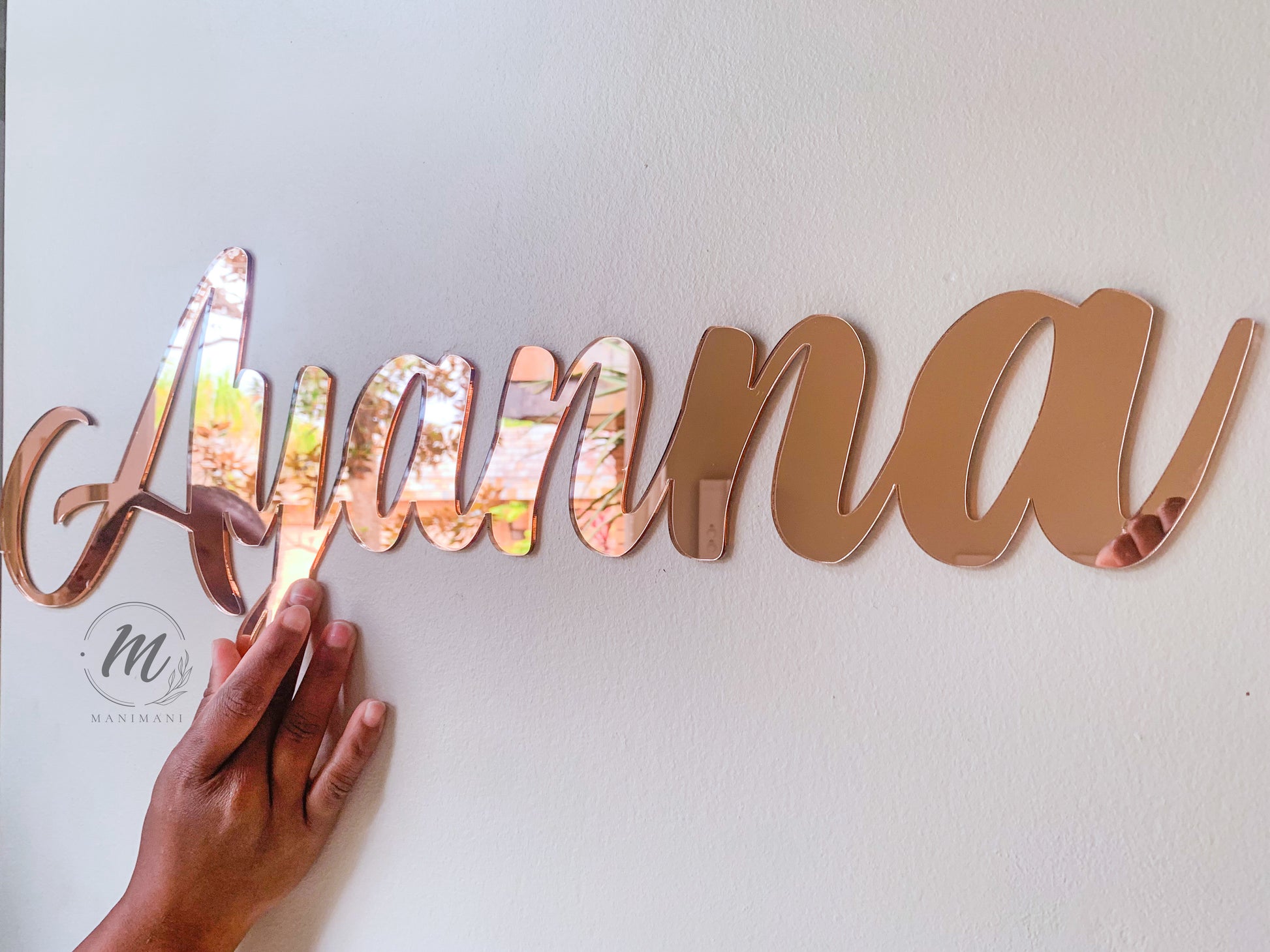 Rose gold mirror acrylic name plaque