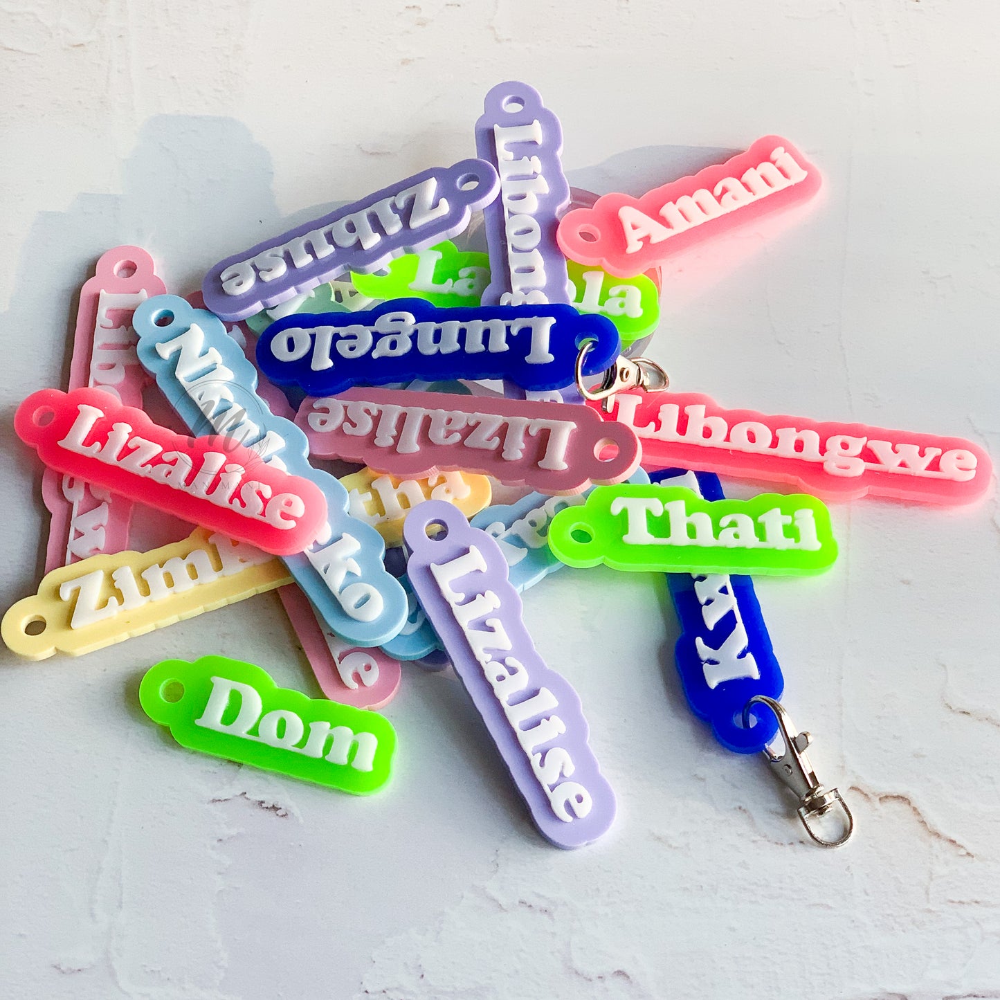 Layered Acrylic Kids Keyrings – School Bag Charms & Party Gifts
