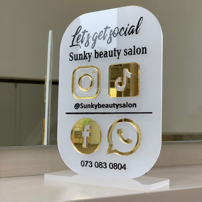 Acrylic social media business sign 