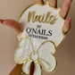 Nailfie Bow disk - Custom Acrylic Branding Prop for Nail Techs & Beauty Salons