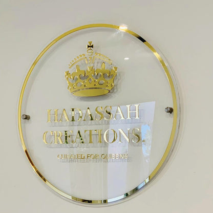 Acrylic layered business sign.