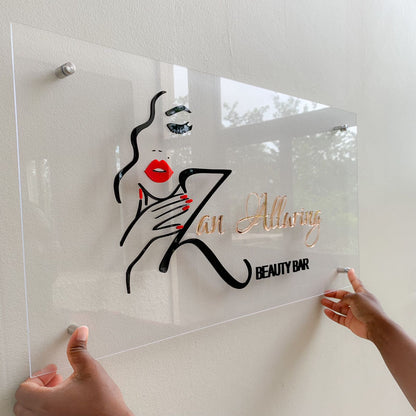 Rectangular Acrylic Business Signs for Shops, Salons & Offices