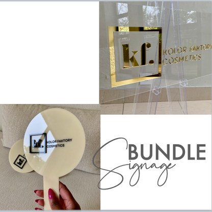 Layered Acrylic Logo Sign and Hand Mirror Bundle for Beauty Businesses
