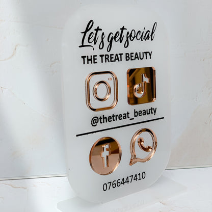 Social Media Sign – No QR Codes Needed, Custom Acrylic Display