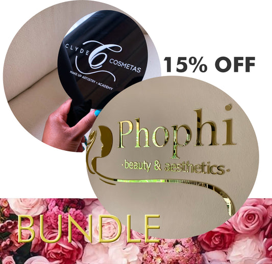 Business Branding Bundle: Logo Plaque + Custom Acrylic Hand Mirror
