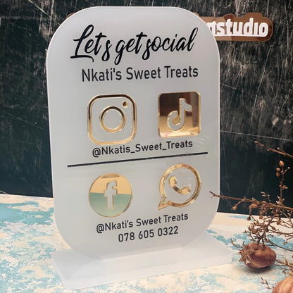 Social Media Sign – No QR Codes Needed, Custom Acrylic Display