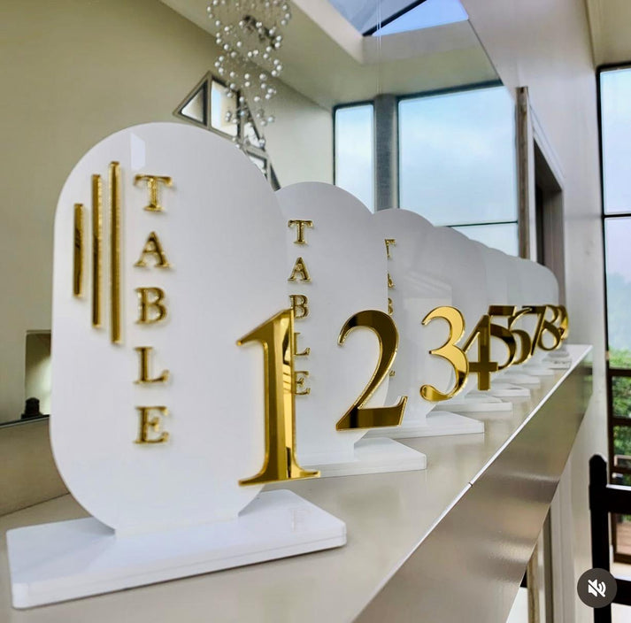Acrylic Table Numbers – Manimani Design Studio