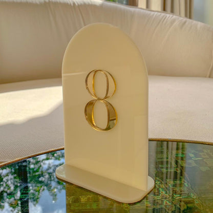 Layered Cream Acrylic Table Numbers for Weddings & Events