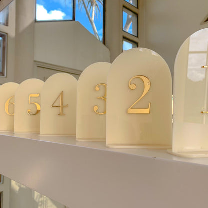 Layered Cream Acrylic Table Numbers for Weddings & Events