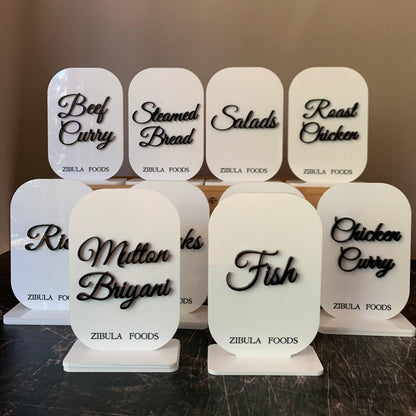 Catering Menu Acrylic Stands - Set of 10