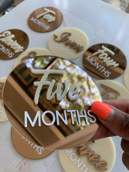 Baby Milestone Disks – Cream &amp; Bronze Acrylic (Set of 12)