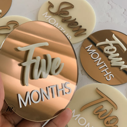 Baby Milestone Disks – Cream &amp; Bronze Acrylic (Set of 12)
