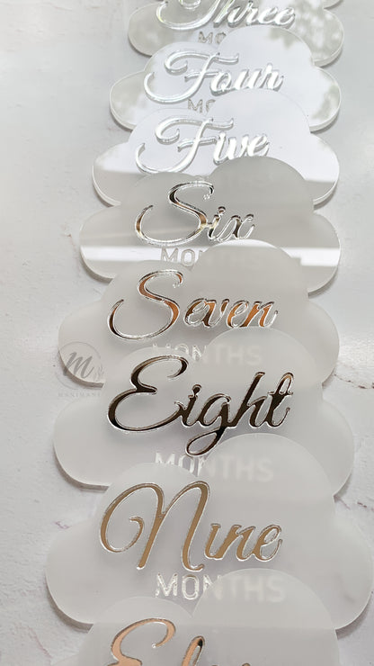 Baby Milestone Disks – Cream &amp; Bronze Acrylic (Set of 12)