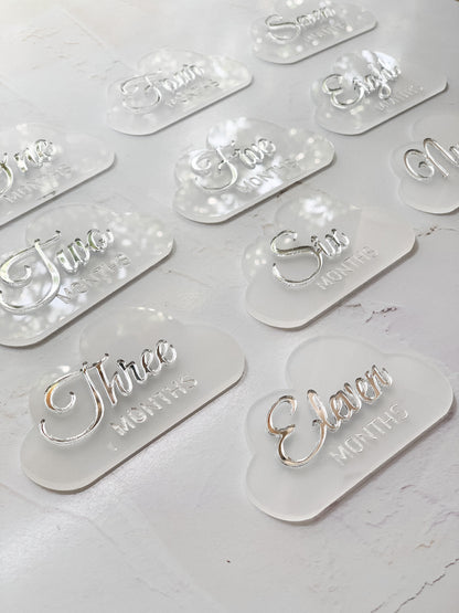 Baby Milestone Disks – Cream &amp; Bronze Acrylic (Set of 12)